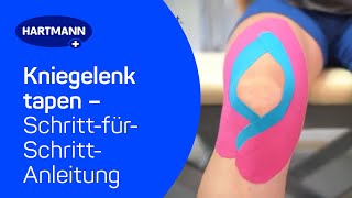 Kniegelenk tapen Anwendung DermaPlast® ACTIVE Kinesiologisches Tape [upl. by Avlis]