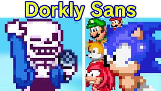 Friday Night Funkin VS Dorkly Sans  VS Mario Sonic Luigi amp Knuckles  For Hire Song FNF Mod [upl. by Ahseinar]