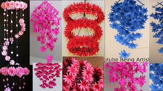 5 Beautiful Paper Flower Wall Hanging Paper Craft  Paper Flower [upl. by Newhall615]