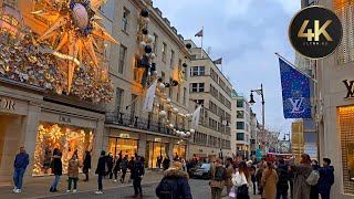 London DECEMBER 2022 New Bond Street Old Bond Street Walking Tour 4K UHD [upl. by Amoritta]