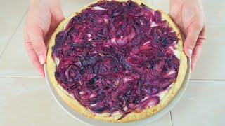 CROSTATA SALATA DI CIPOLLE ROSSE Ricetta Facile Caramelised Red Onion Tart easy recipe [upl. by Loydie413]