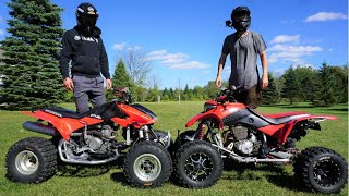 Honda TRX450r vs Honda 400ex The Ultimate Honda Quad Race [upl. by Cousins909]