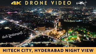 Hyderabad City Night Drone View  Hitech City Night Aerial View [upl. by Eniarral]