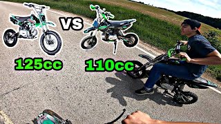 110cc vs 125cc Pit Bike Race  15cc Make ANY Difference Which is FASTER SSR Pit Bikes [upl. by Byrom]