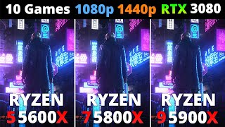 Ryzen 5 5600X vs Ryzen 7 5800X vs Ryzen 9 5900X  Performance Comparison 10 Games 1080p and 1440p [upl. by Matias]