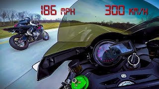 Kawasaki Ninja H2 vs BMW S1000RR  10 minutes of PURE ADRENALINE Top Speed 200 MPH 330 KMH [upl. by Mavra]