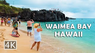 4K Waimea Bay  Cliff Jumping Spot  North Shore Oahu Hawaii  Walking Tour [upl. by Ansaev333]